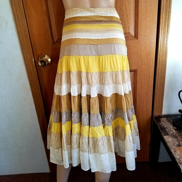 100% Silk boho high waist pleated peasant skirt - Picture 4 of 8